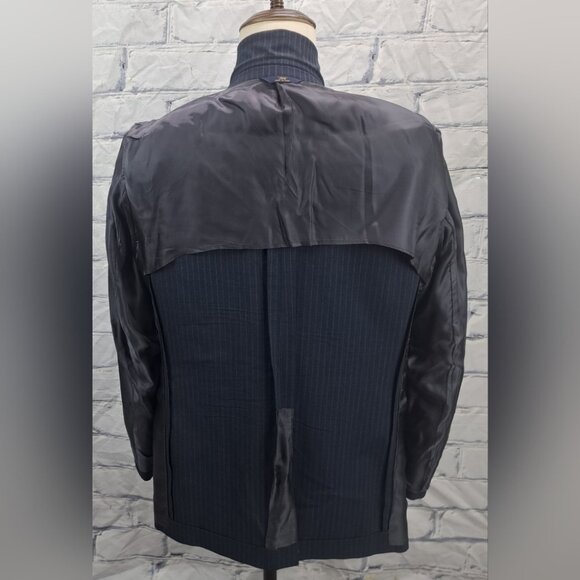 Brooks Brothers Fitzgerald Fit Blazer Sport Coat Navy Striped Wool 1/2 Lined 42R - Picture 14 of 16